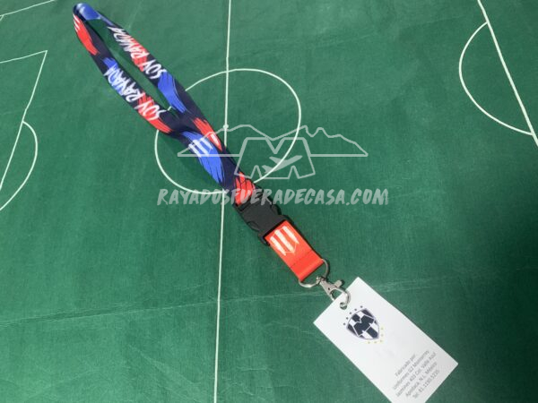 Lanyard (porta gafetes) Rayadas rojo con azul