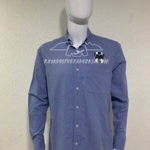 Camisa formal Rayados de cuadros finos azul con blanco