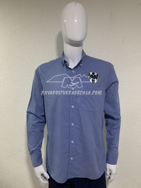 Camisa formal Rayados de cuadros finos azul con blanco
